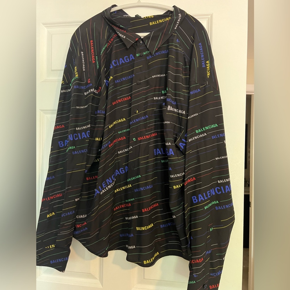 BALENCIAGA SILK OVERSIZED LOGOMANIA BLOUSE